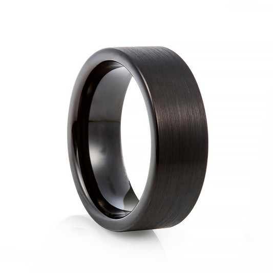 Black Brushed Tungsten Mens Wedding Ring - Victoria's Jewellery