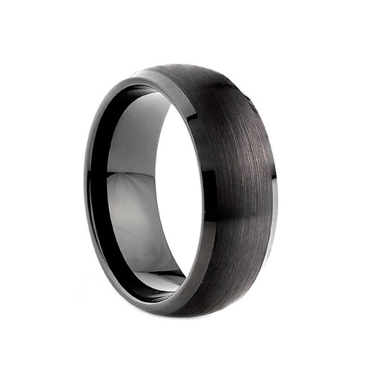 Brushed black tungsten mens wedding ring - Victoria's Jewellery