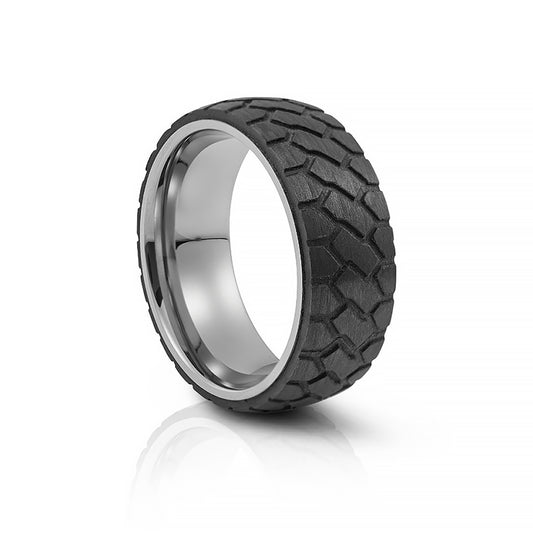 Black Tire Tungsten Mens Wedding Ring - Victoria's Jewellery