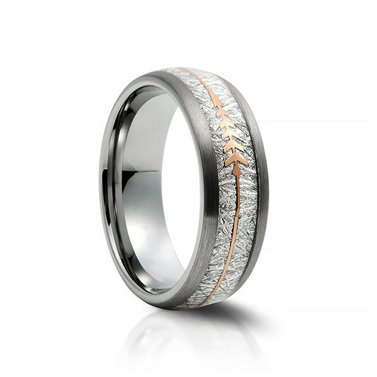 The Arrow, Meteorite Tungsten Mens Ring - 8mm