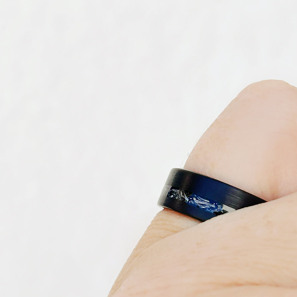 Andre, a Meteorite and Brushed Tungsten Mens Wedding Ring - 8mm