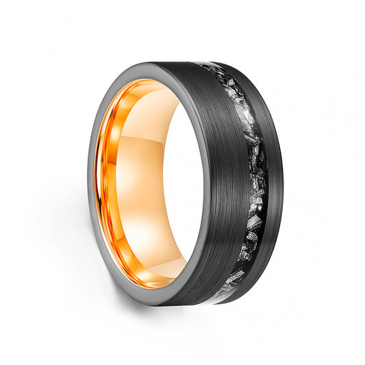 Andre, a Meteorite and Brushed Tungsten Mens Wedding Ring - 8mm