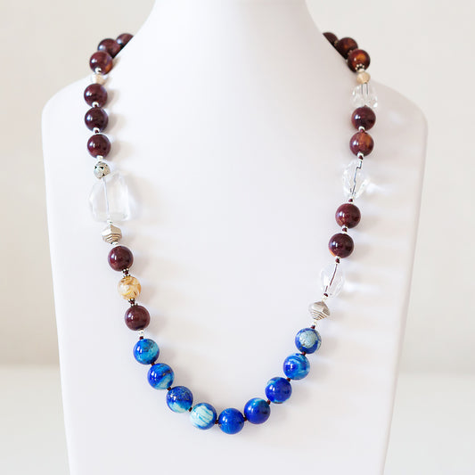 Rosewood, Lapis Lazuli and Crystal Necklace - Victoria's Jewellery