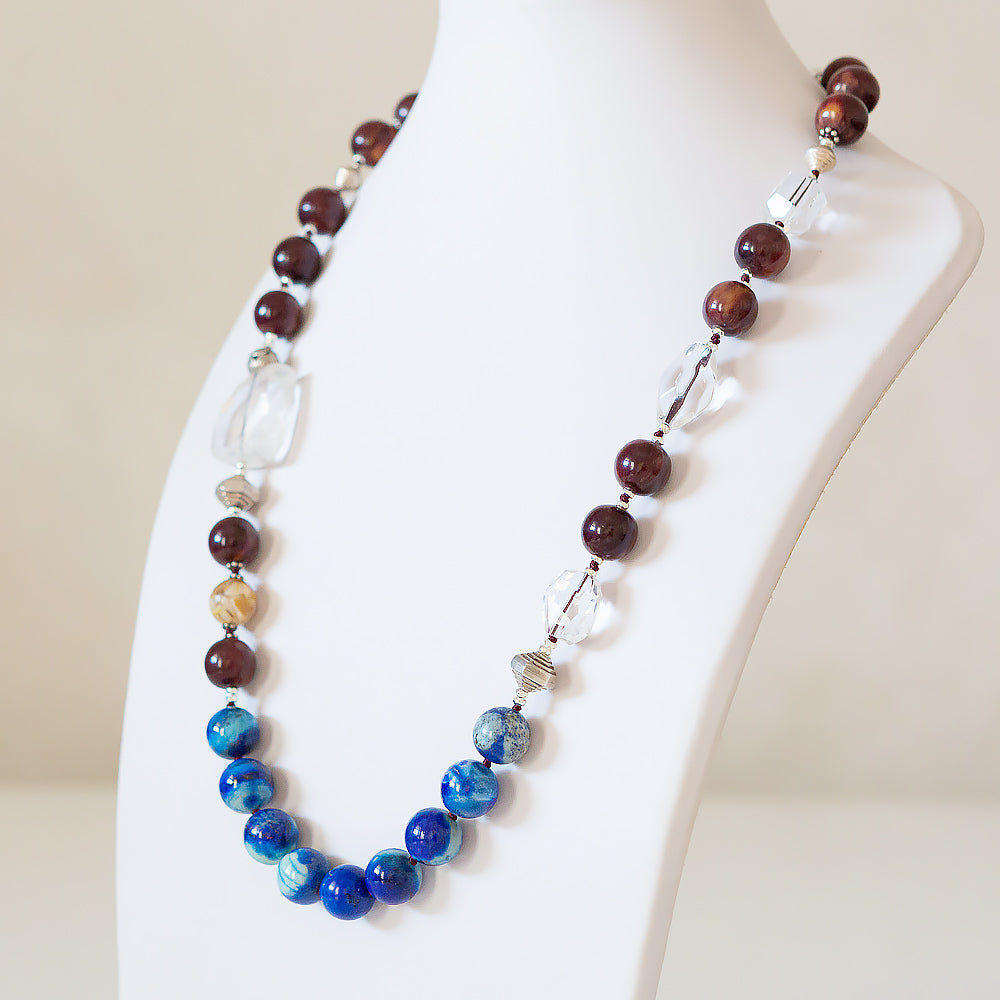 Rosewood, Lapis Lazuli and Crystal Necklace - Victoria's Jewellery
