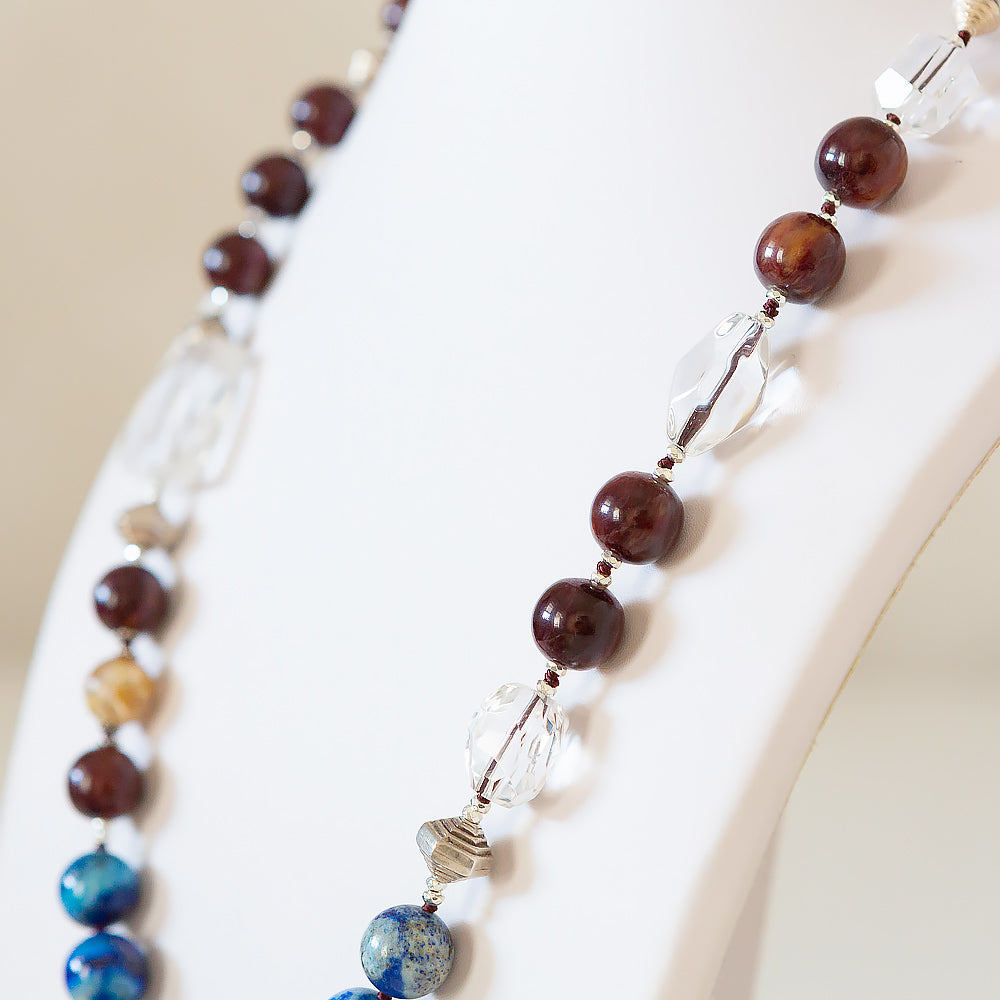 Rosewood, Lapis Lazuli and Crystal Necklace - Victoria's Jewellery