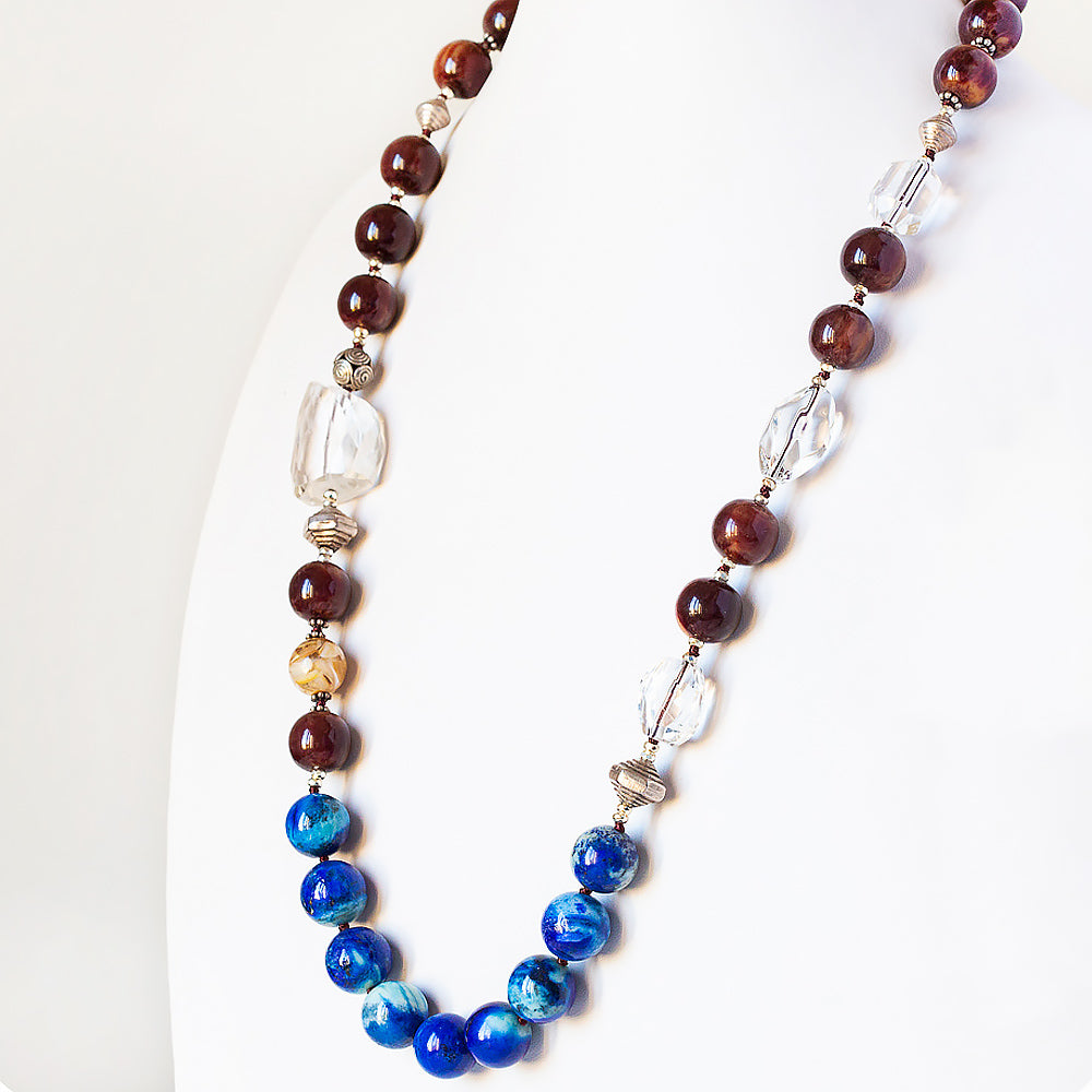 Rosewood, Lapis Lazuli and Crystal Necklace - Victoria's Jewellery