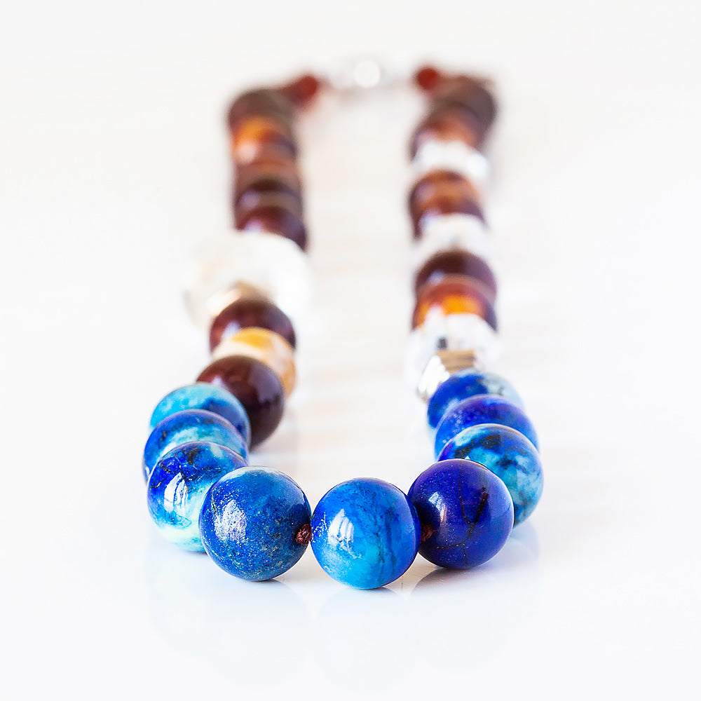 Rosewood, Lapis Lazuli and Crystal Necklace - Victoria's Jewellery
