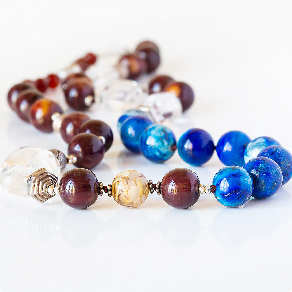 Rosewood, Lapis Lazuli and Crystal Necklace - Victoria's Jewellery