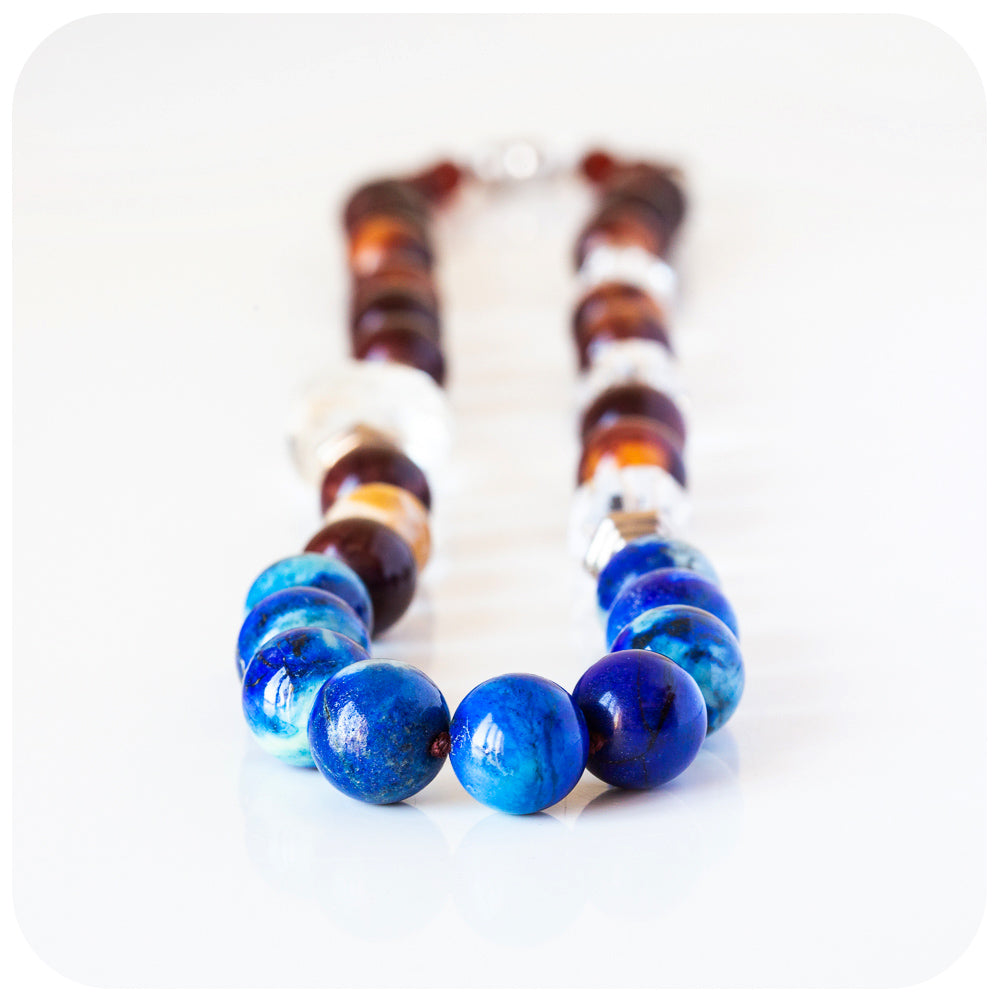 Rosewood, Lapis Lazuli and Crystal Necklace