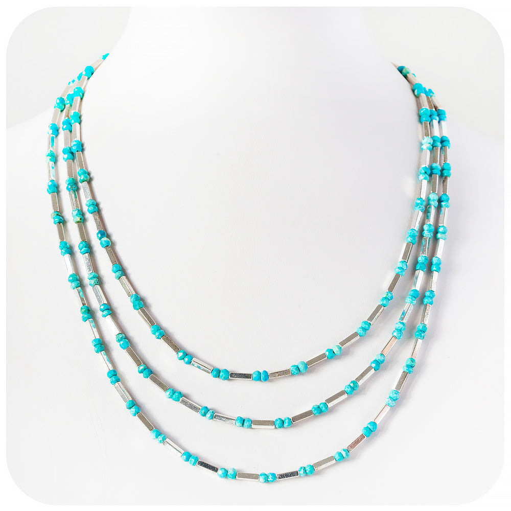 Silver Hematite and Turquoise Necklace