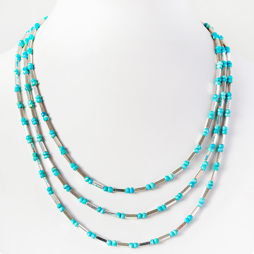 Silver Hematite and Turquoise Necklace - Victoria's Jewellery