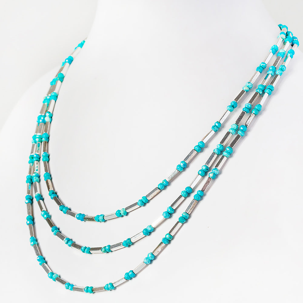 Silver Hematite and Turquoise Necklace - Victoria's Jewellery