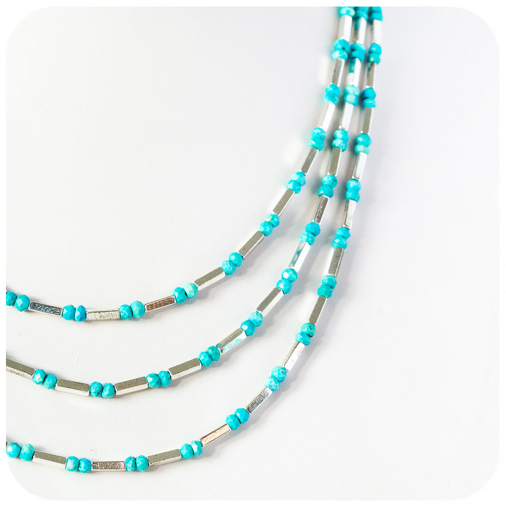 Silver Hematite and Turquoise Necklace