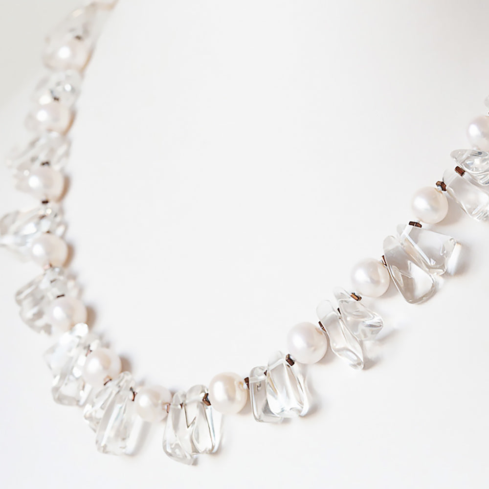 White Fresh Water Pearl and Quartz Necklace - Victoria's Jewellery
