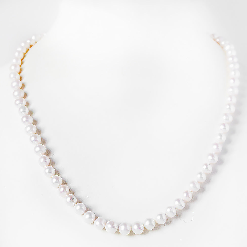 6-7mm White Fresh Water Pearl Necklace