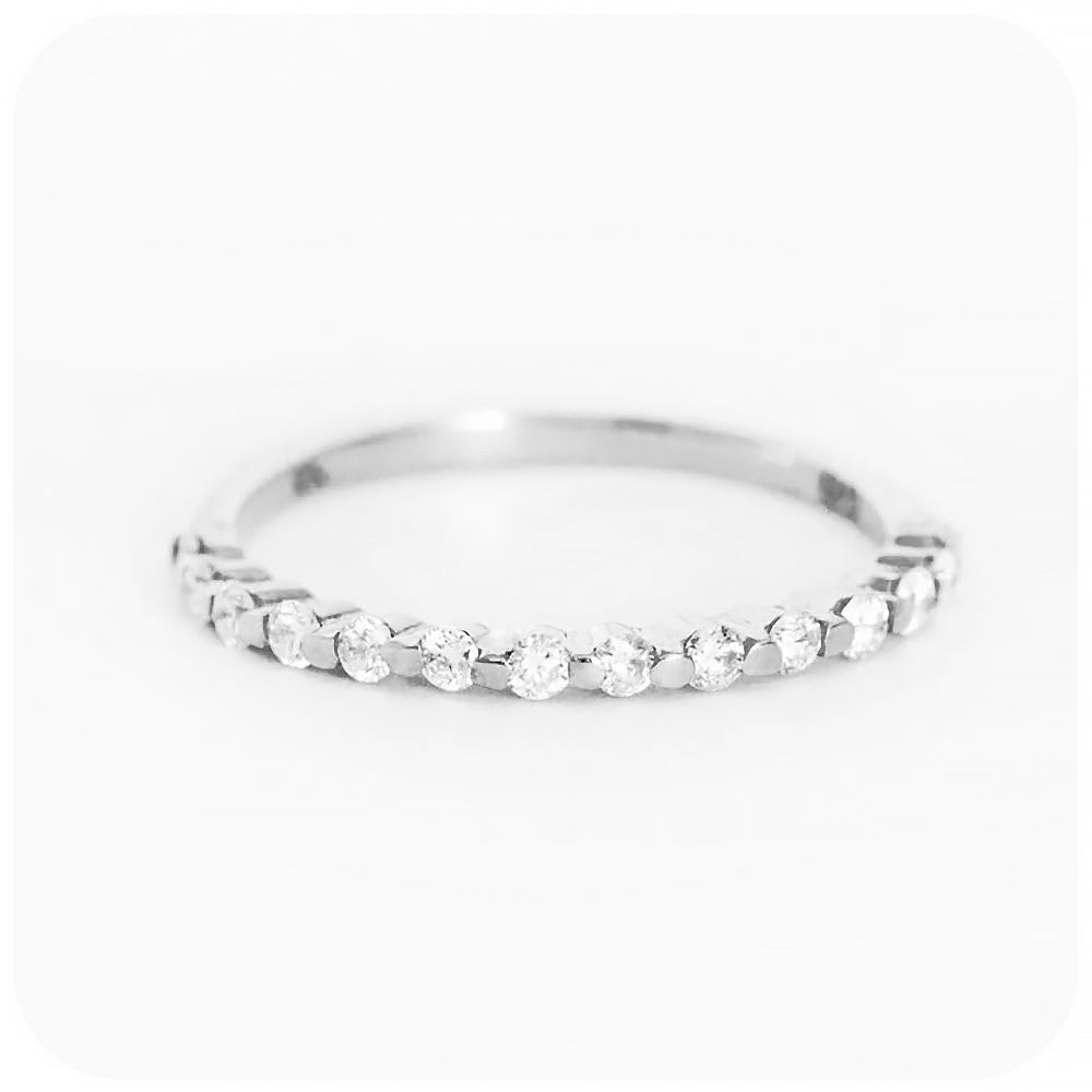 Brilliant cut Diamond half eternity stack ring in white gold - Victoria's Jewellery