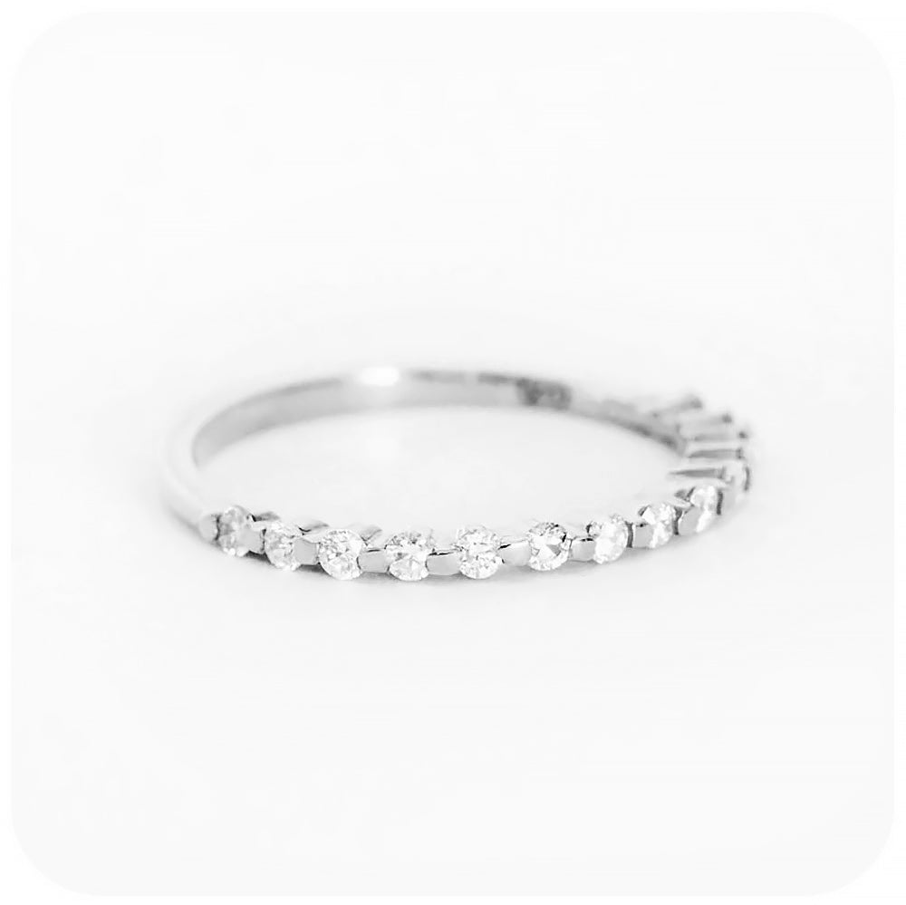 Brilliant cut Diamond half eternity stack ring in white gold - Victoria's Jewellery