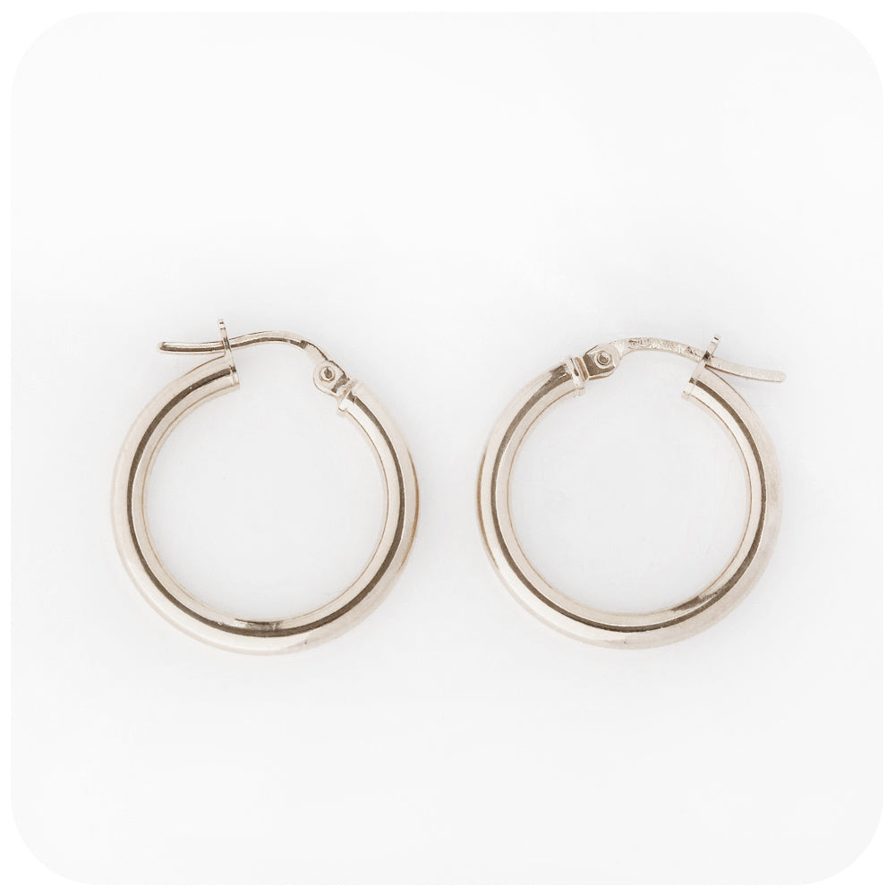 White Gold Hoop Earrings - Victoria's Jewellery