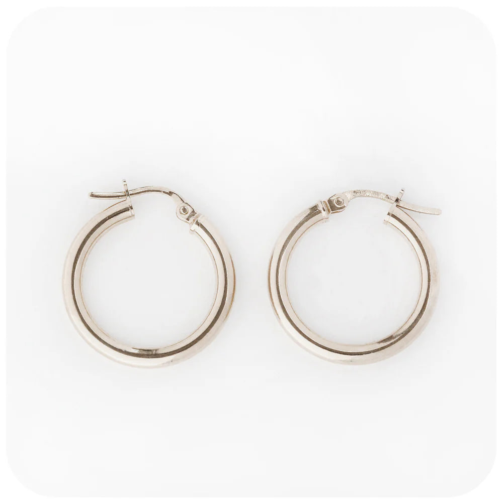 White Gold Hoop Earring - 25mm