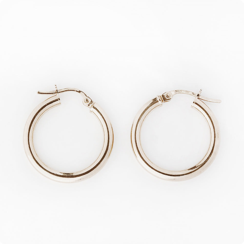 White Gold Hoop Earring - 20mm - Victoria's Jewellery