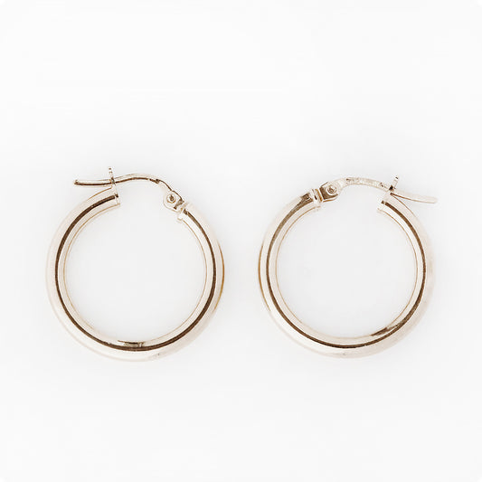 White Gold Hoop Earring - 20mm - Victoria's Jewellery