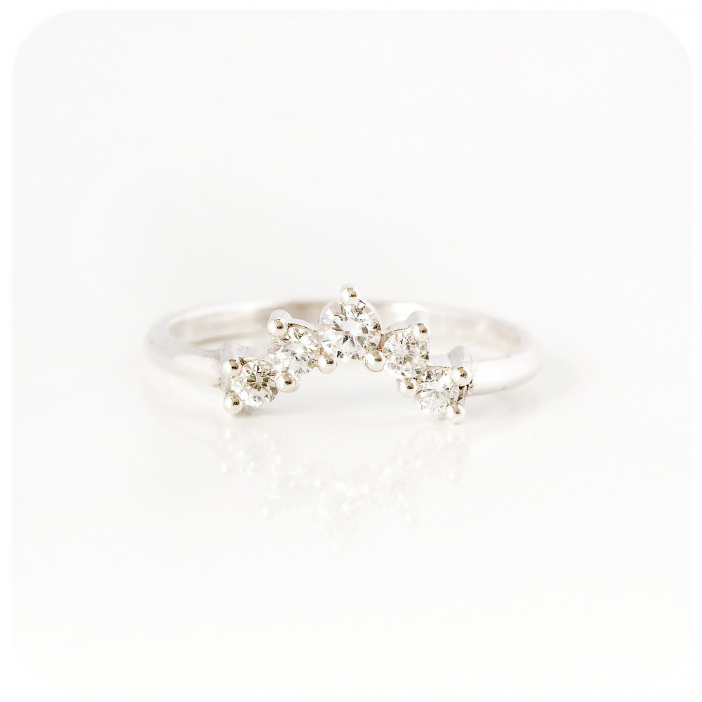 Round cut Moissanite crown wishbone style wedding ring - Victoria's Jewellery