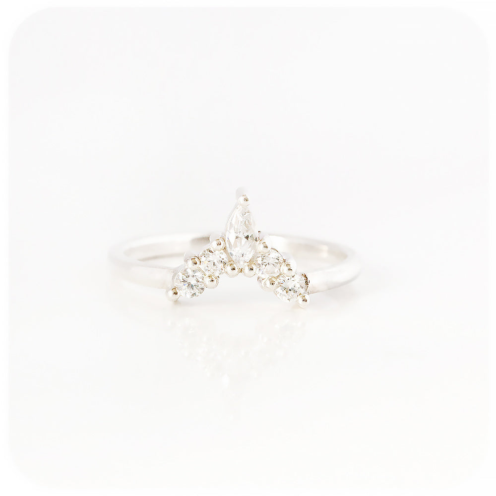 Marquise and Round cut Moissanite Wedding band ring - Victoria's Jewellery
