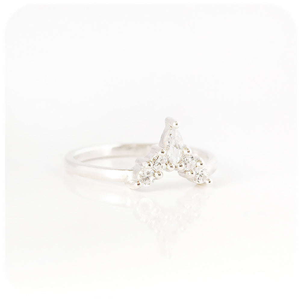 Marquise and Round cut Moissanite Wedding band ring - Victoria's Jewellery