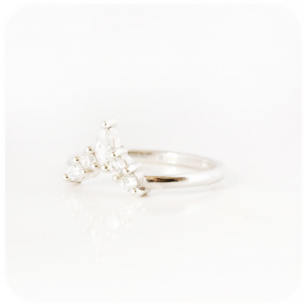 Marquise and Round cut Moissanite Wedding band ring - Victoria's Jewellery