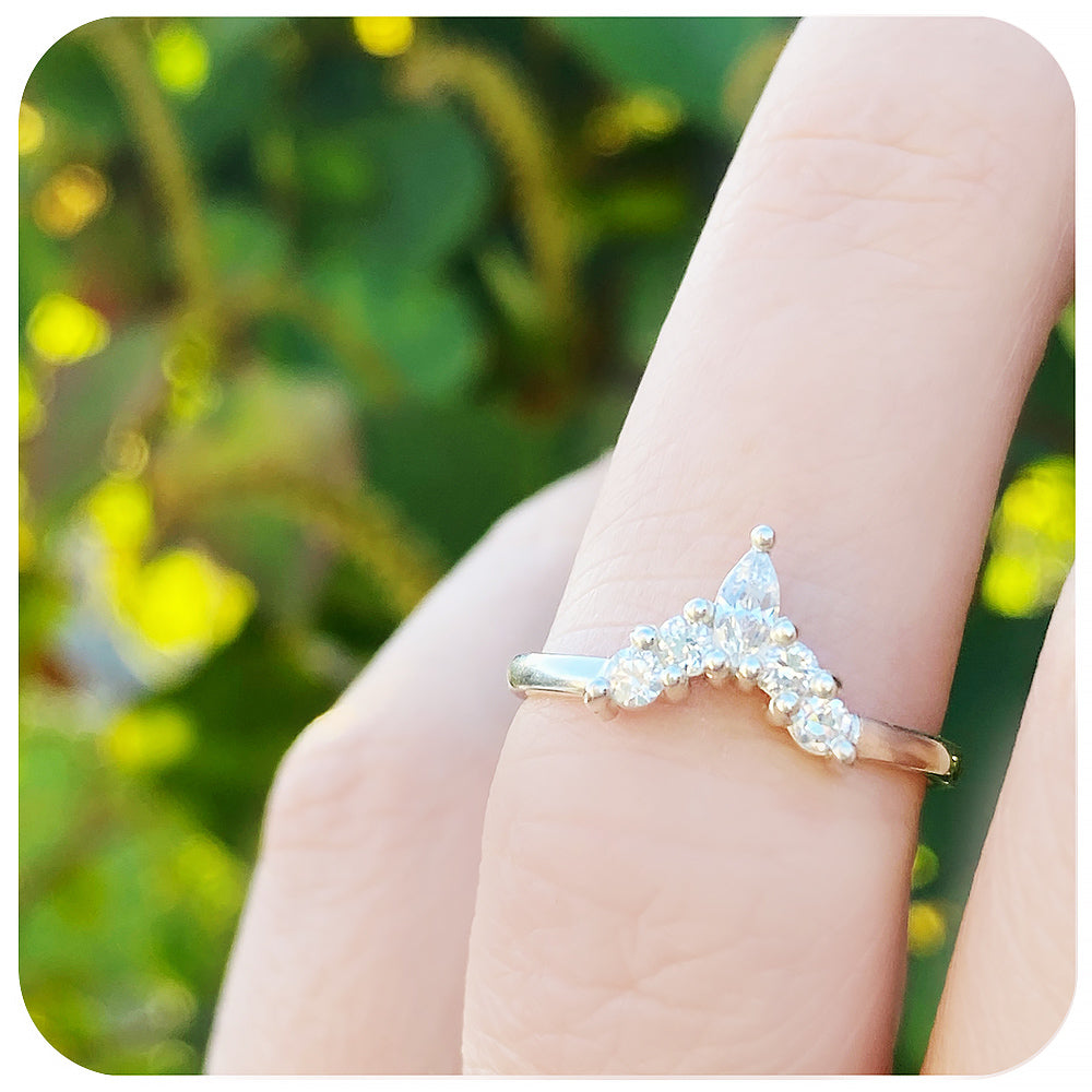 Marquise and Round cut Moissanite Wedding band ring - Victoria's Jewellery