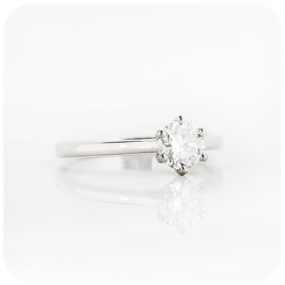 brilliant cut moissanite six claw solitaire engagement ring - Victoria's Jewellery