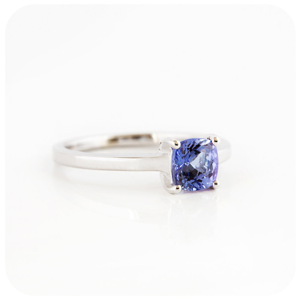 Cushion cut Tanzanite Solitaire Ring - December Birthstone - Victoria's Jewellery