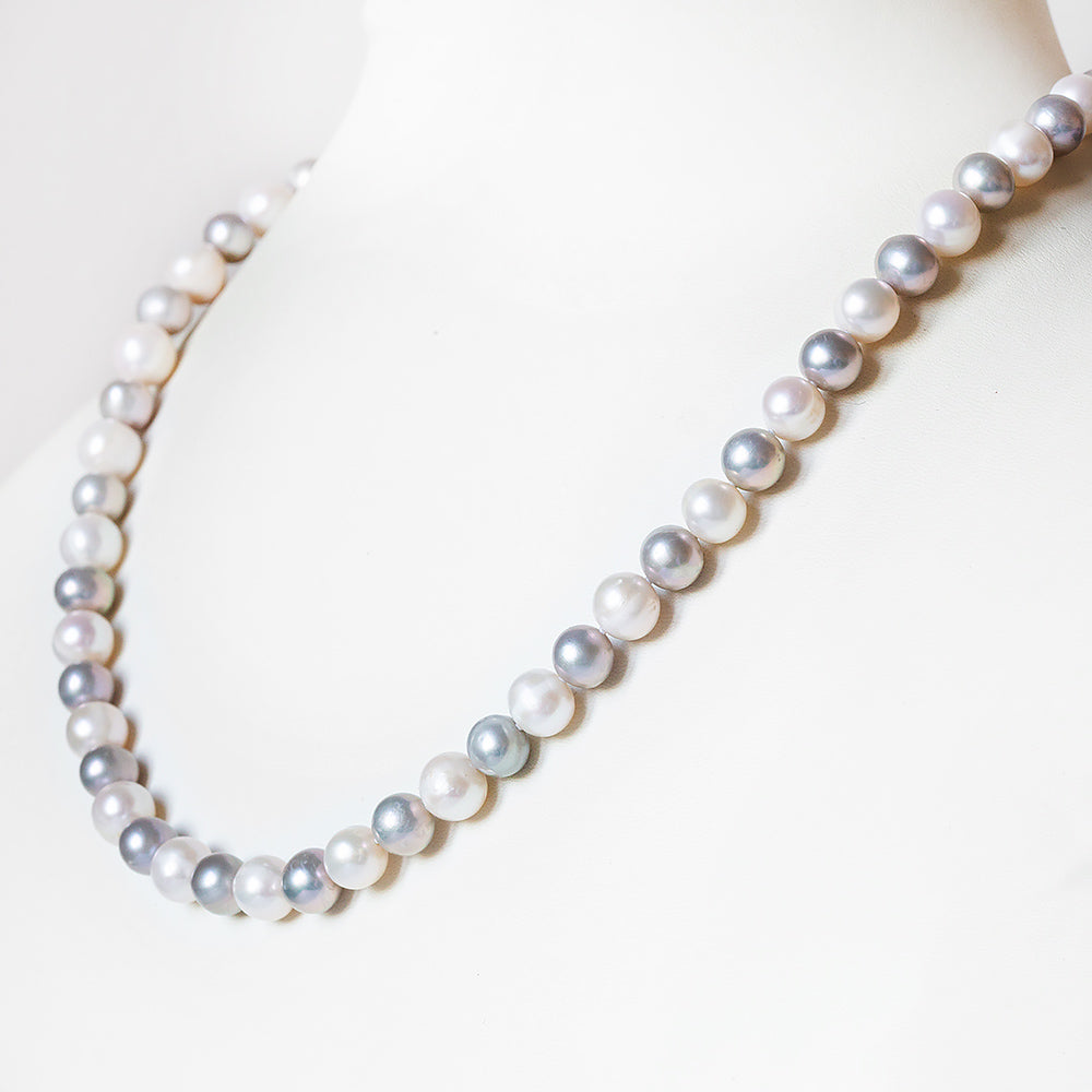 7-8mm White and Grey Fresh Water Pearl Necklace