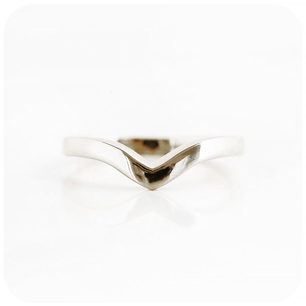 White Gold Wishbone style wedding ring - Victoria's Jewellery