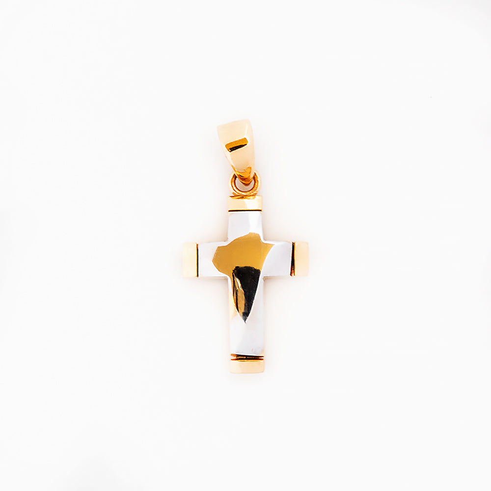 Yellow and White Gold Cross Pendant