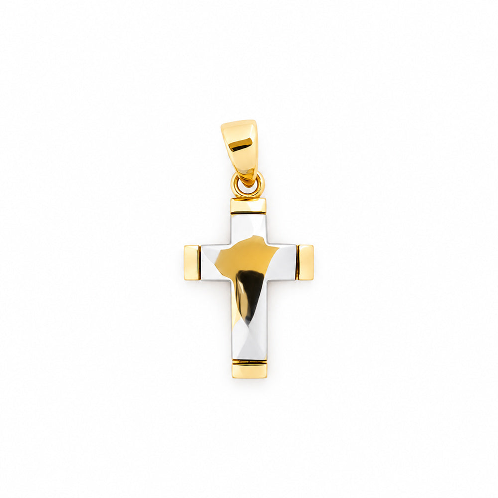 Yellow and White Gold Cross Pendant