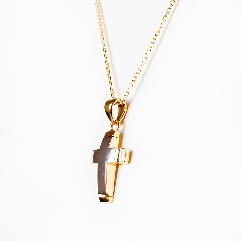 Yellow and White Gold Cross Pendant