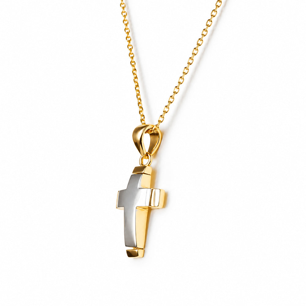 Yellow and White Gold Cross Pendant
