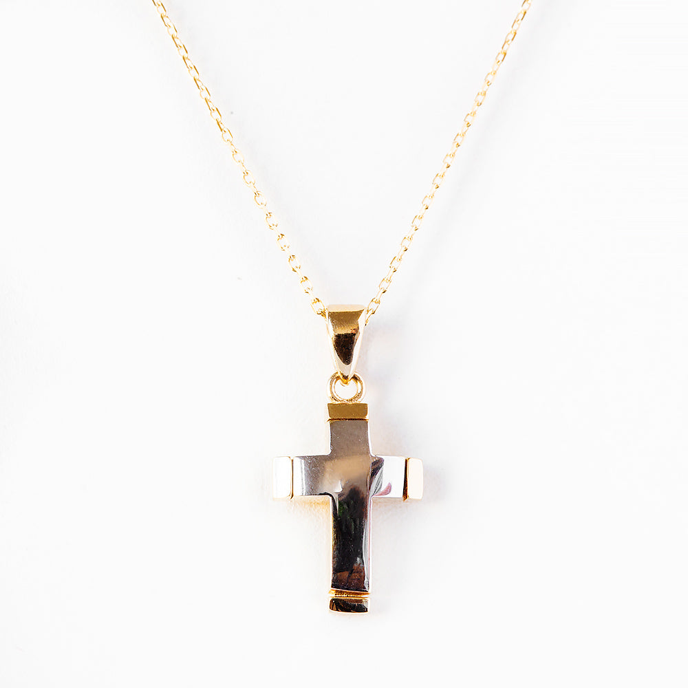 Yellow and White Gold Cross Pendant