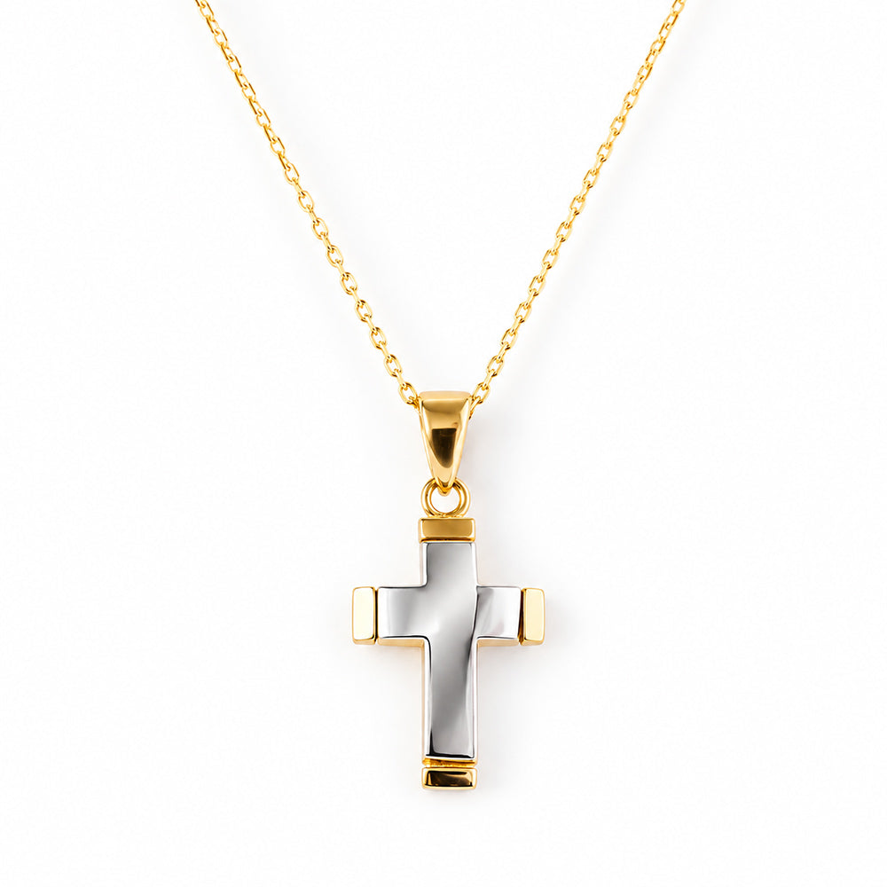 Yellow and White Gold Cross Pendant