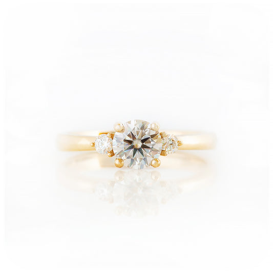 Round cut Lab Diamond Trilogy Engagement Ring in Yellow Gold - Victoria's Jewellery