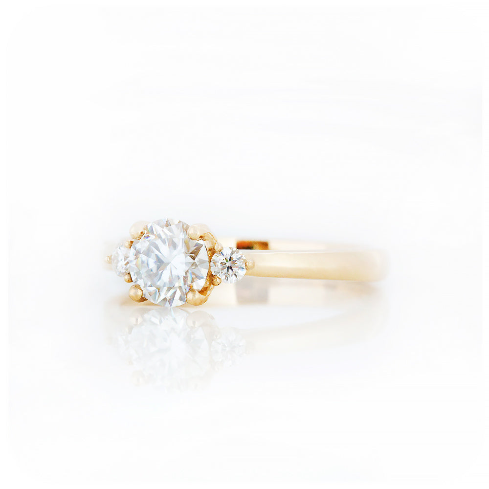 Round cut Lab Diamond Trilogy Engagement Ring in Yellow Gold - Victoria's Jewellery