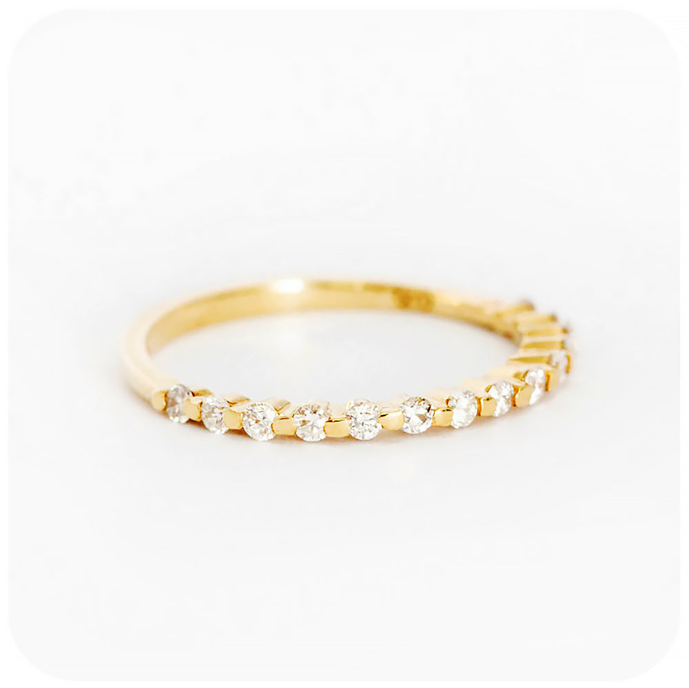 Brilliant cut Diamond half eternity stack ring in yellow gold - Victoria's Jewellery