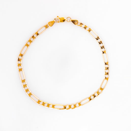 Yellow Gold Figaro Bracelet - 20cm