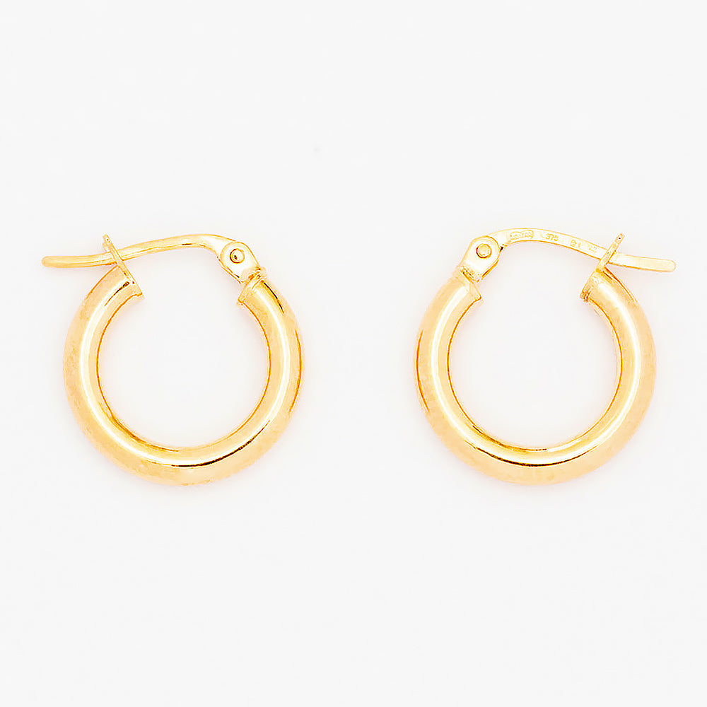 Yellow Gold Hoop Earrings - 10mm - Victoria's Jewellery