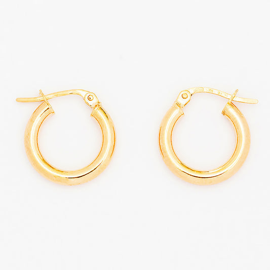 Yellow Gold Hoop Earrings - 10mm - Victoria's Jewellery