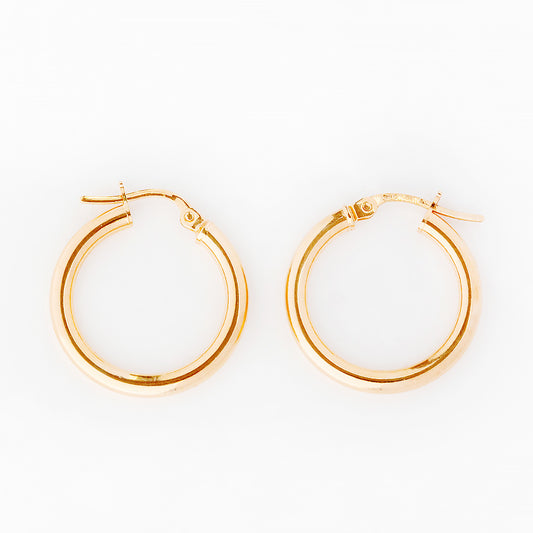 9k Yellow Gold Hoop Earrings - 15mm - Victoria's Jewellery