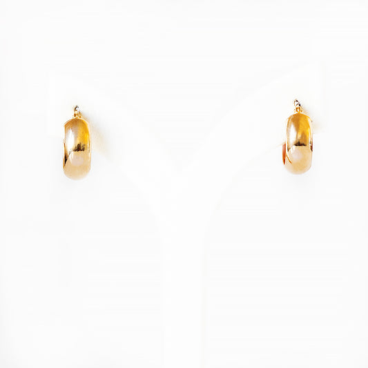 Half Round Yellow Gold Hoops - 15mm