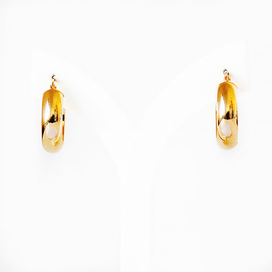 Half Round Yellow Gold Hoops - 20mm