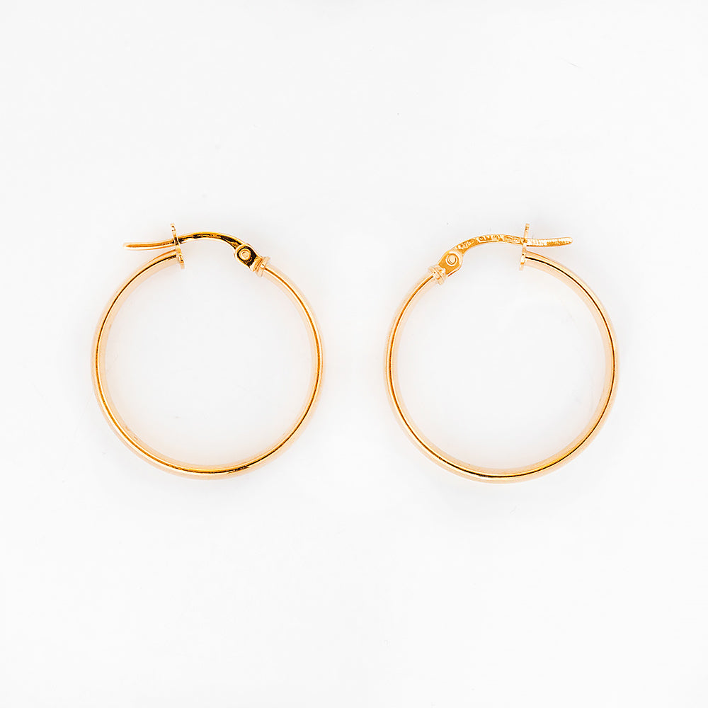 Yellow Gold Hoop Earring - 30mm